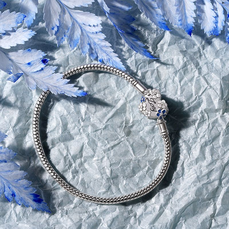 Blue Flowers Engravable Basic Bracelet