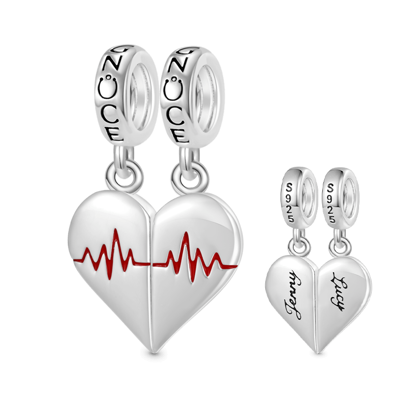 Engravable Couples EKG Pendant