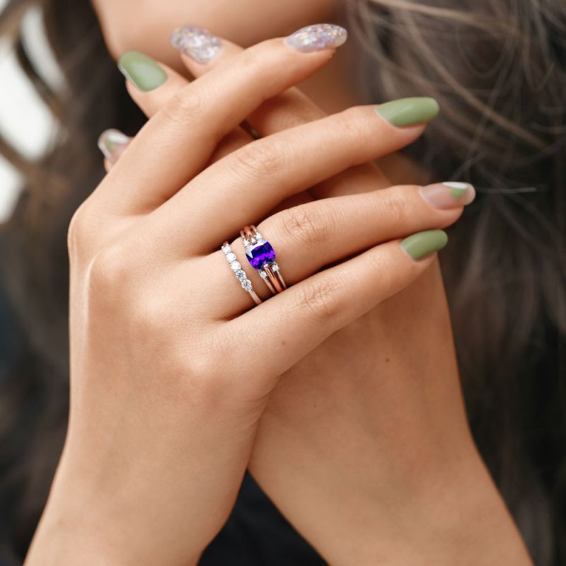 Purple Cut Stackable Ring