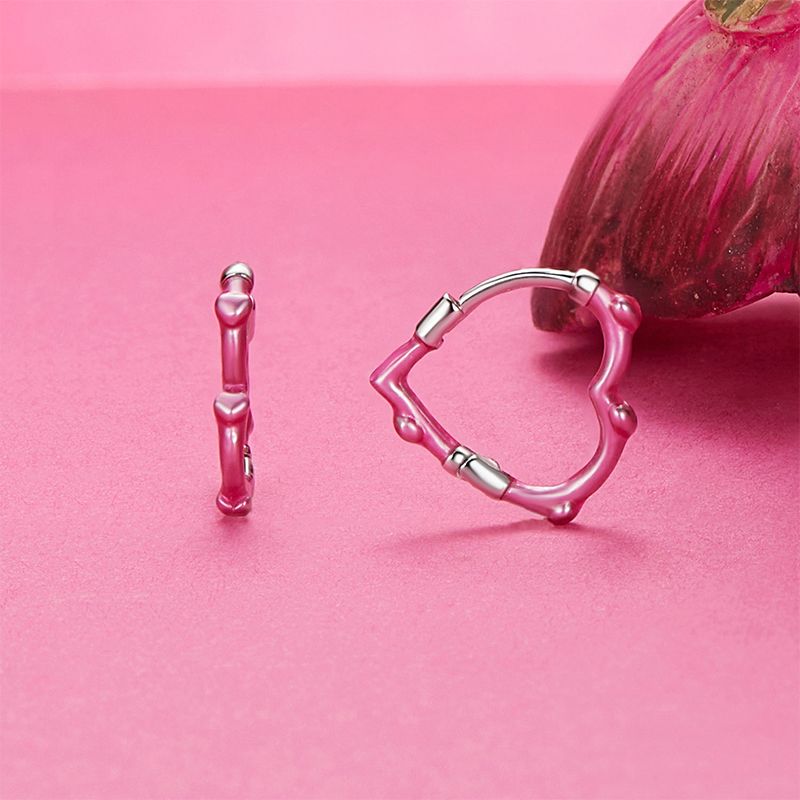 Pink Heart Hoop Earrings