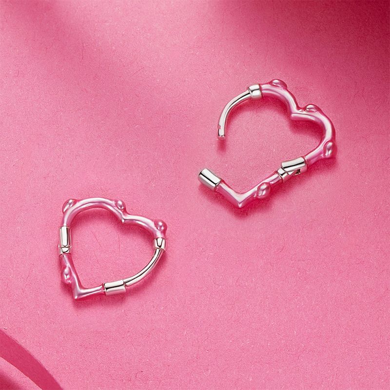 Pink Heart Hoop Earrings