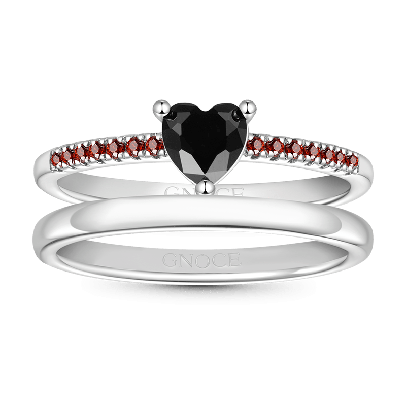 Black Heart Cut Stackable Ring