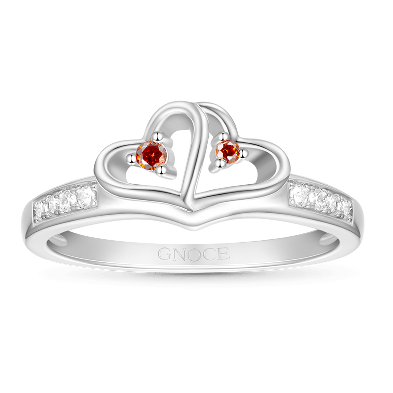 Double Heart Birthstone Ring