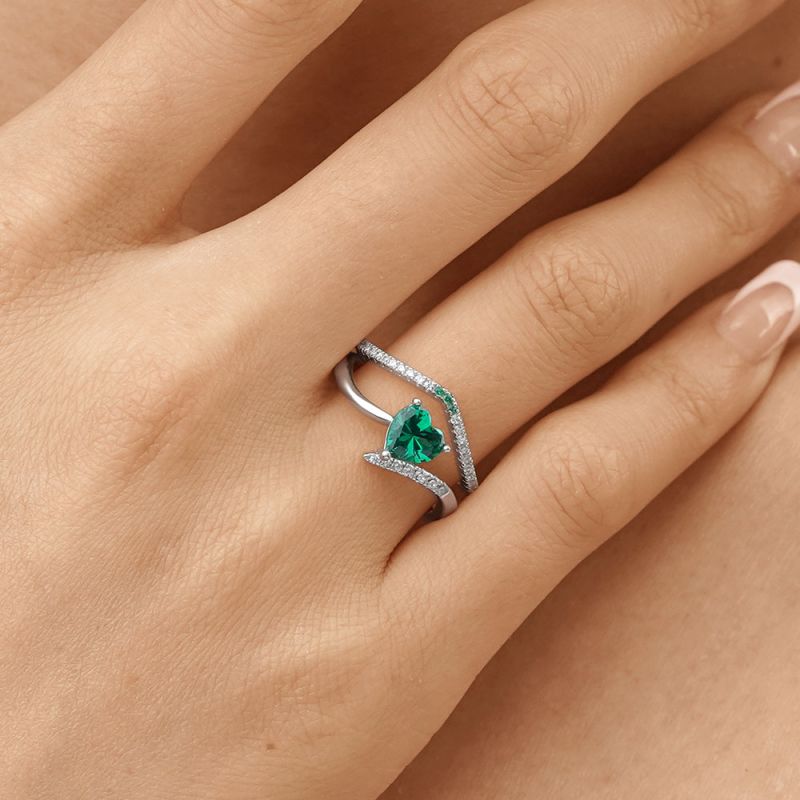 Emerald Heart Cut Ring