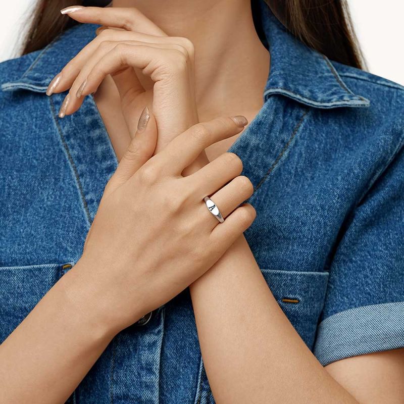Letter Silver Ring