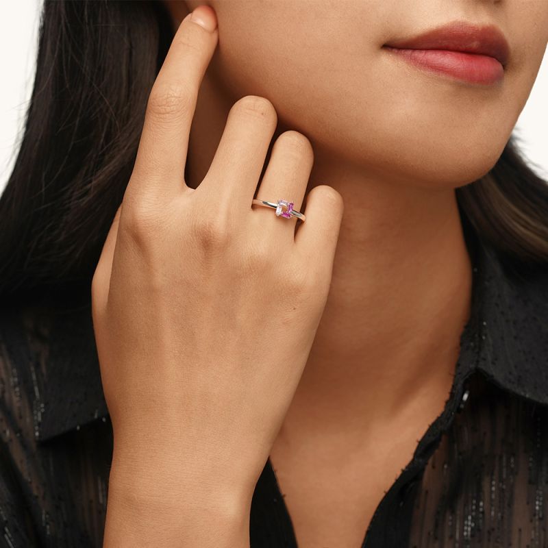 Rectangular Pink Ring