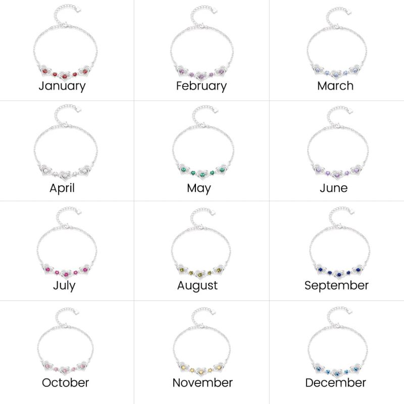 Heart Birthstone Bracelet