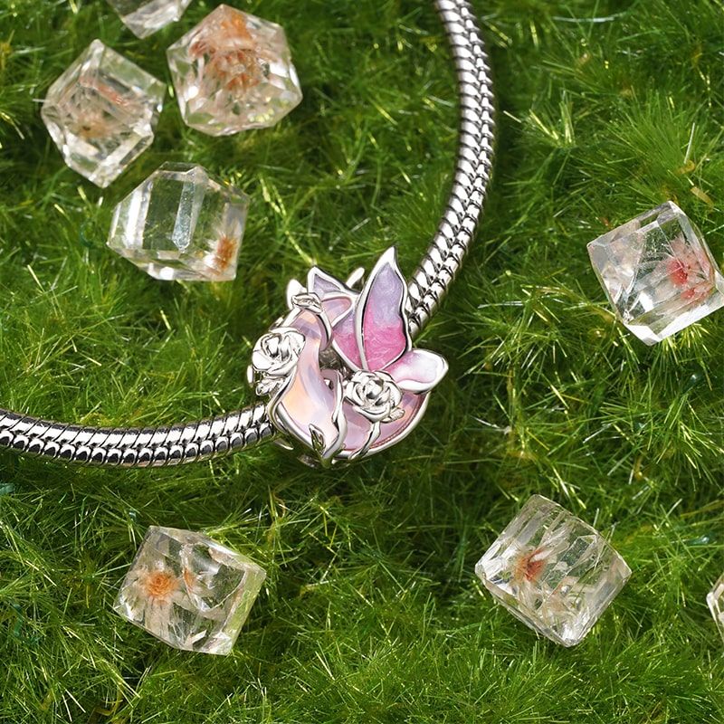 Pink Butterfly Moon Charm