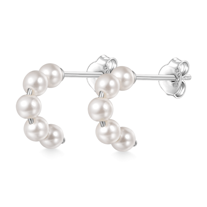 Pearl Open Hoop Earrings