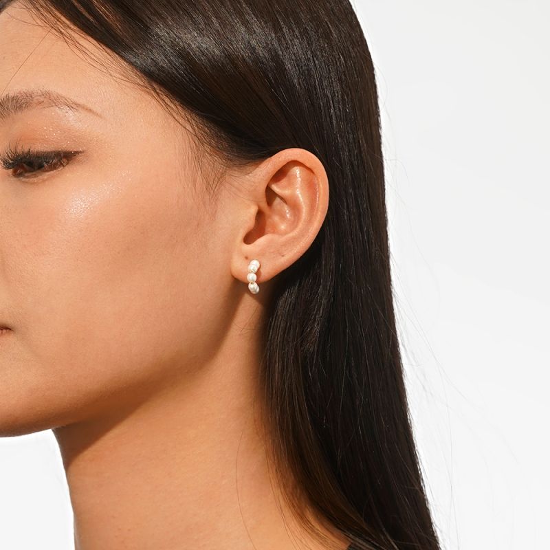 Pearl Open Hoop Earrings