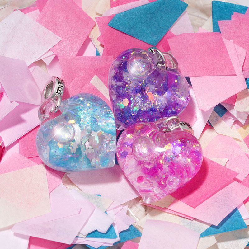 Pink Glitter Heart Necklace