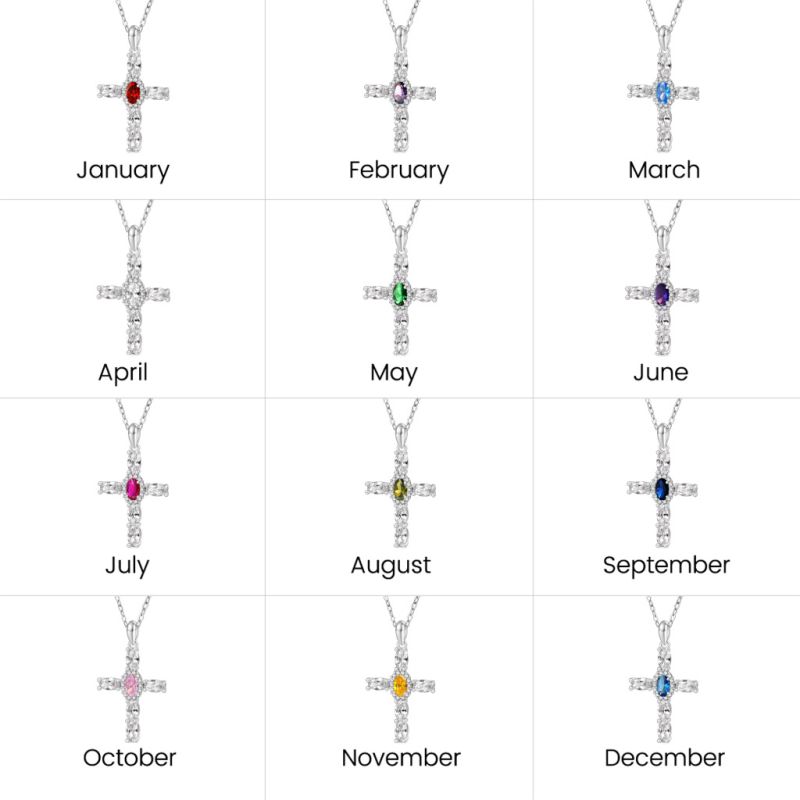 Cross Birthstone Necklace