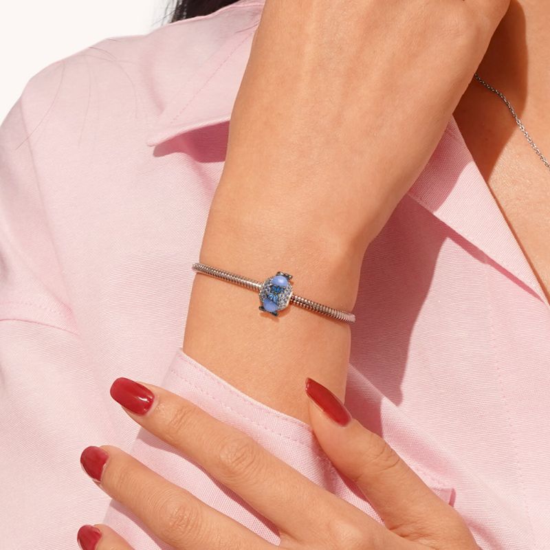 Blue Butterfly Round Charm