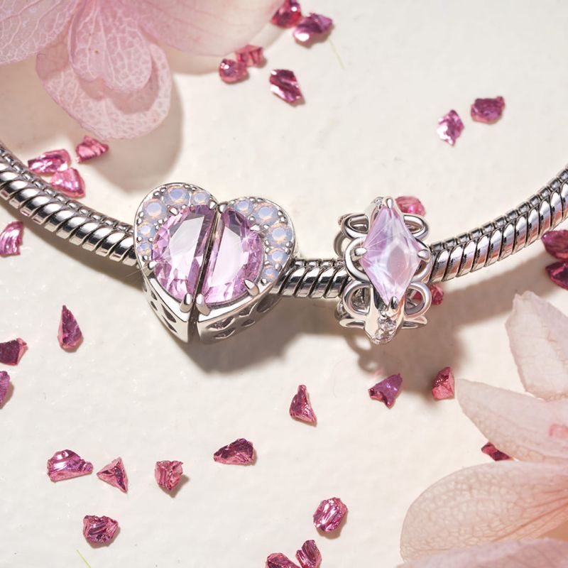 Pink Sisters Heart Charm