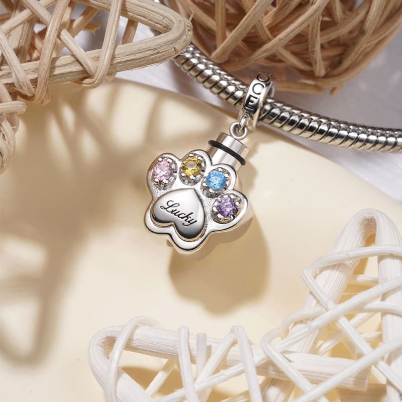 Pet Paw Memorial Urn Ashes Pendant