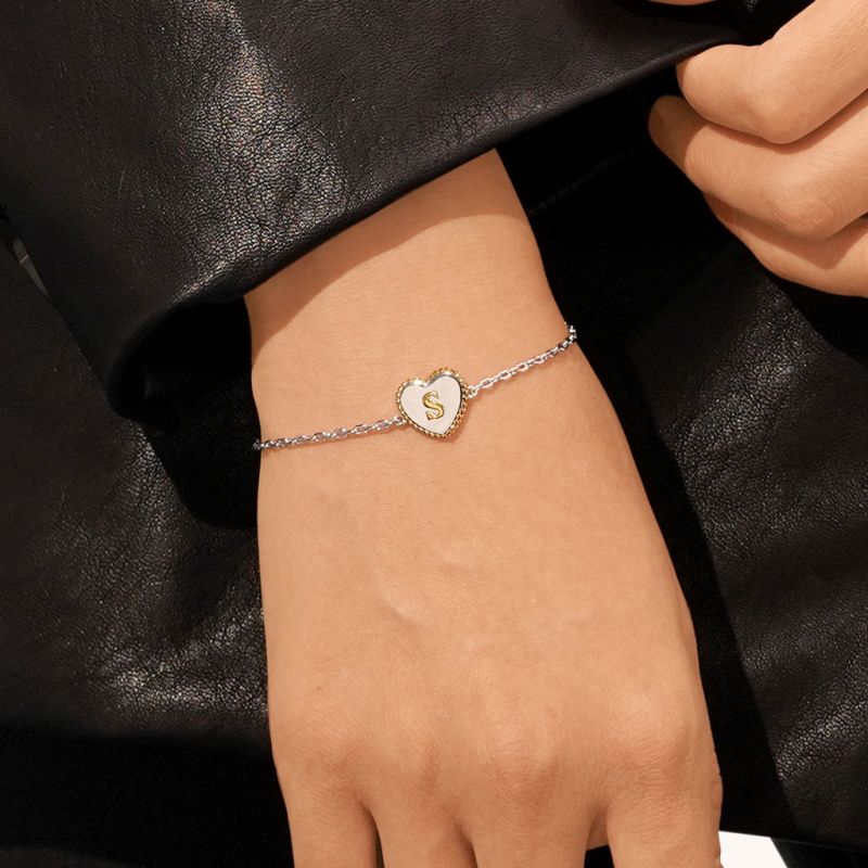 Personalized Initial Letter Heart Bracelet
