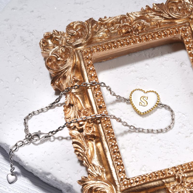 Personalized Initial Letter Heart Bracelet
