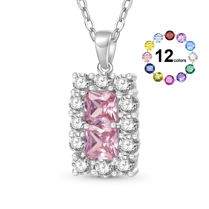 Square Birthstone Necklace