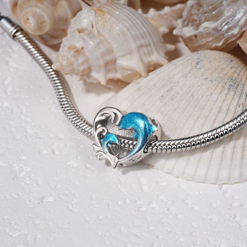 Dolphin Heart Charm