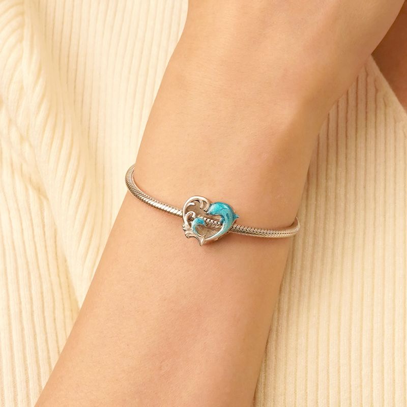 Dolphin Heart Charm