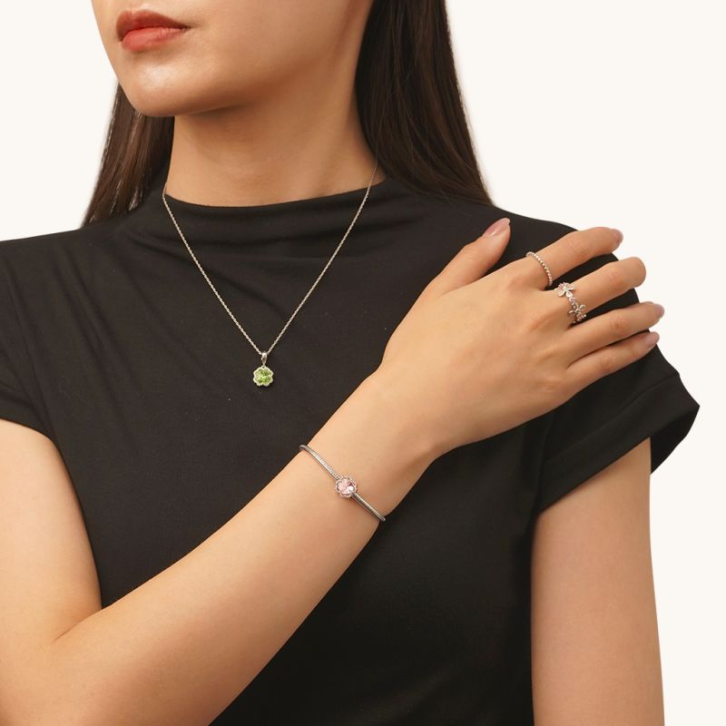 Pink Four-leaf Clover Charm