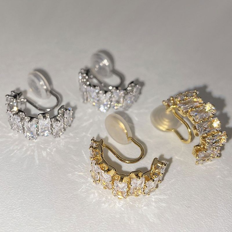 Irregular Zircon C-shaped Ear Clips