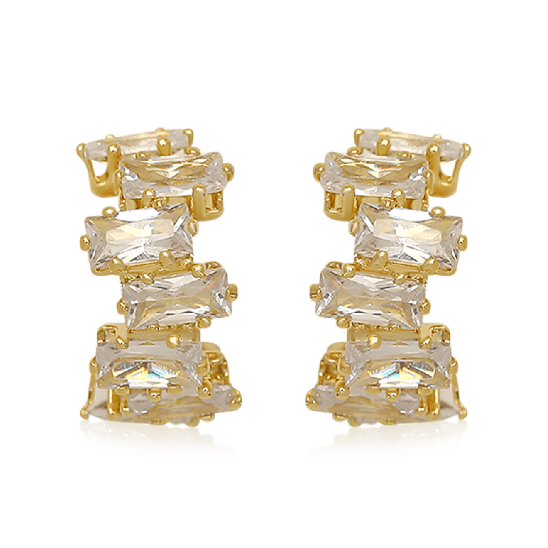 Irregular Zircon C-shaped Ear Clips
