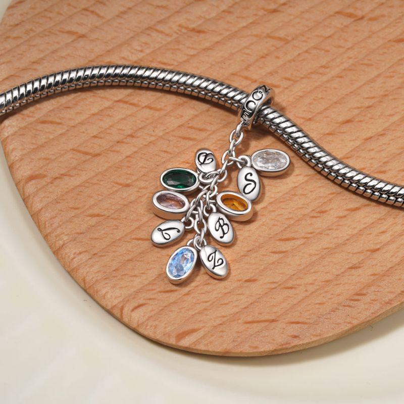 Birthstone Engravable Leaves Pendant