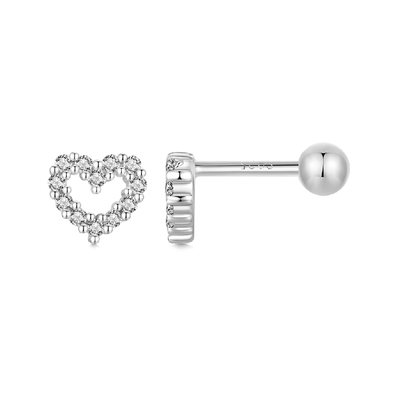 Heart Threaded Ball Stud Earrings