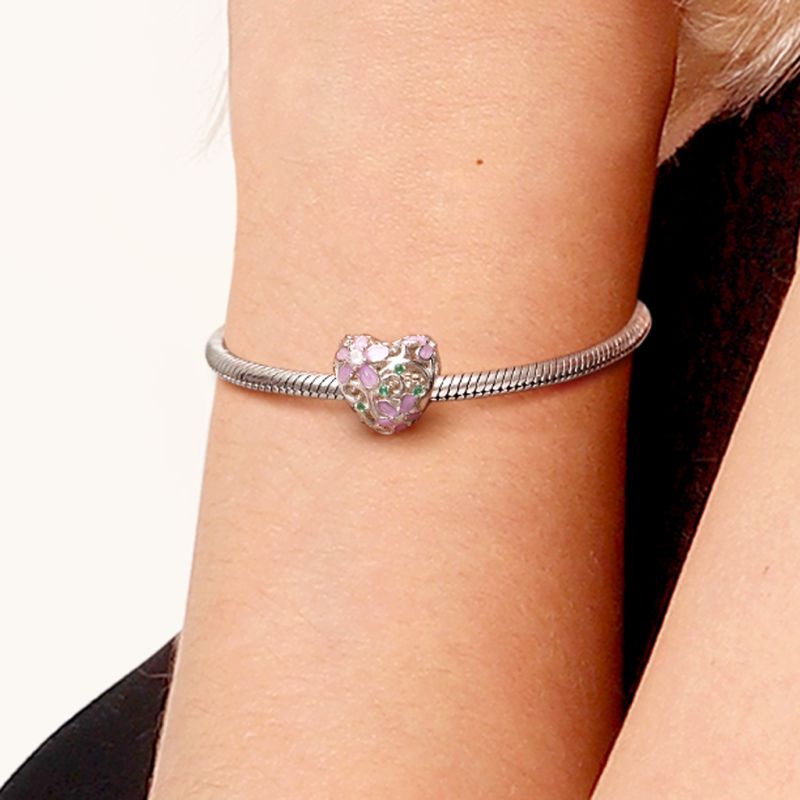 Heart Flower Vine Charm
