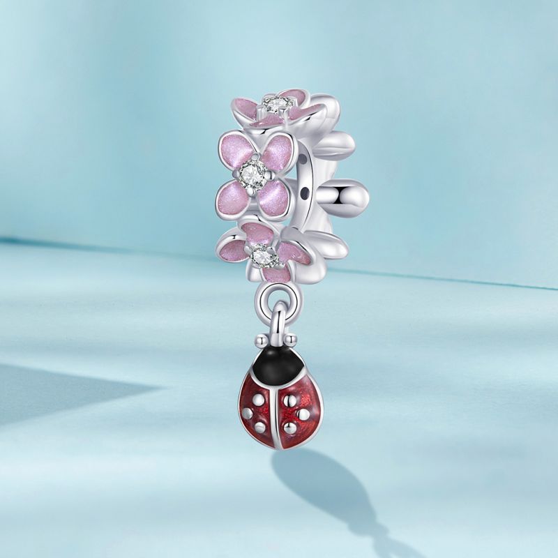 Pink Flower Ladybug Charm