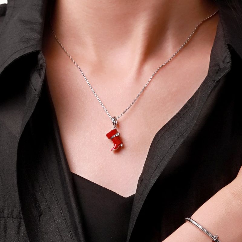 Openable Red Boot Pendant