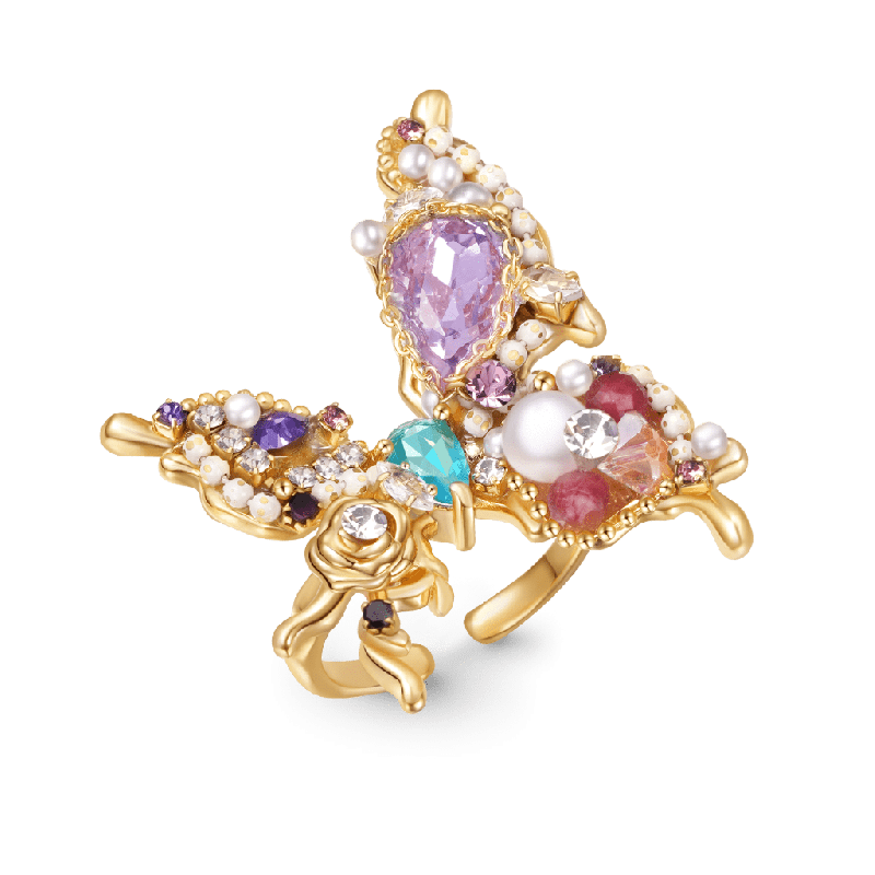 Pearl Butterfly Open Ring