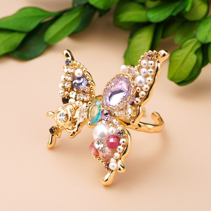 Pearl Butterfly Open Ring