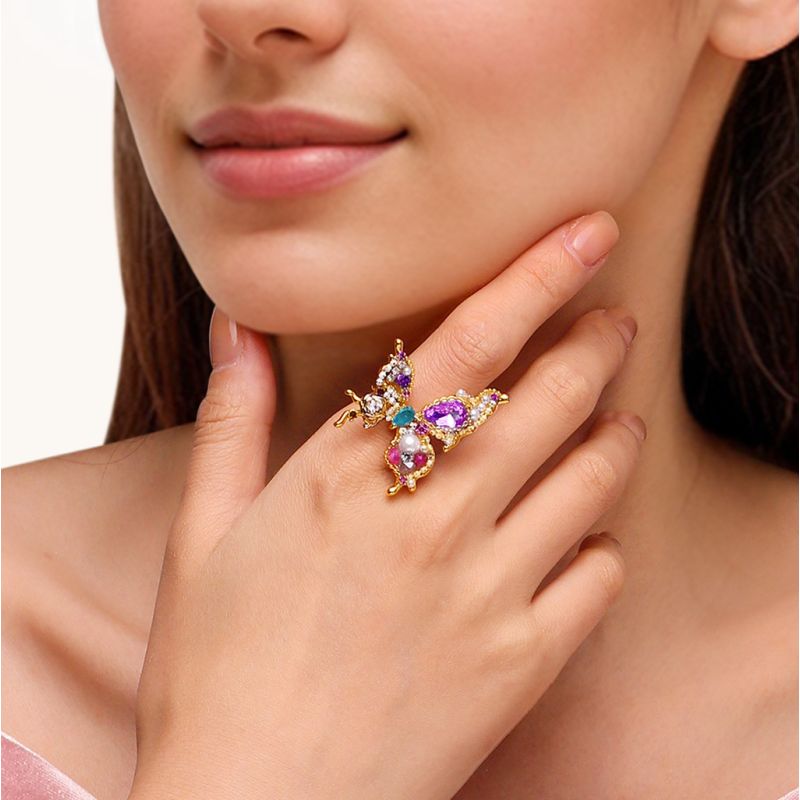 Pearl Butterfly Open Ring