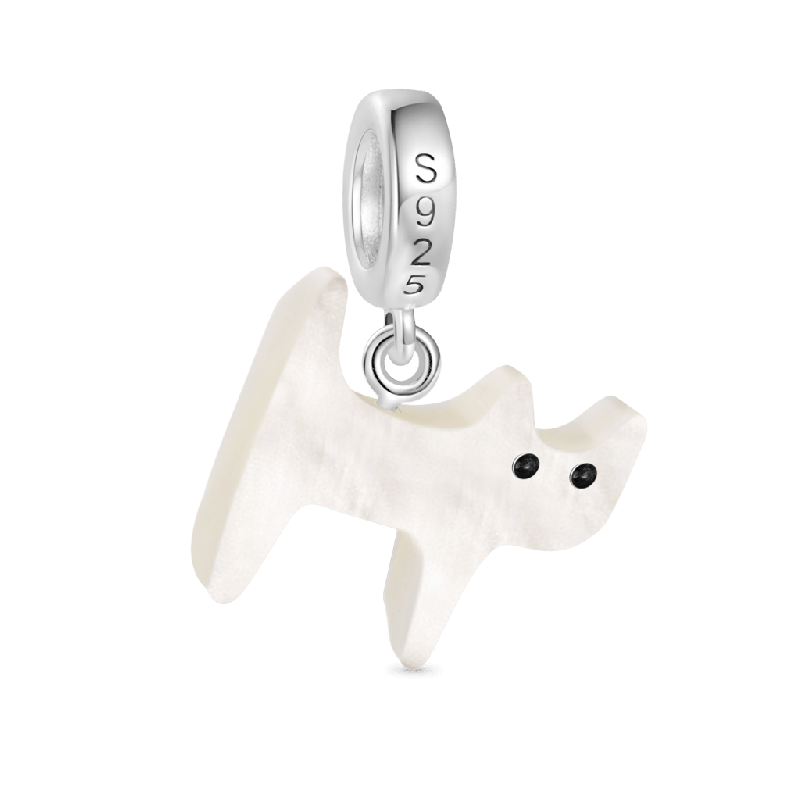 Natural Shell White Cat Pendant