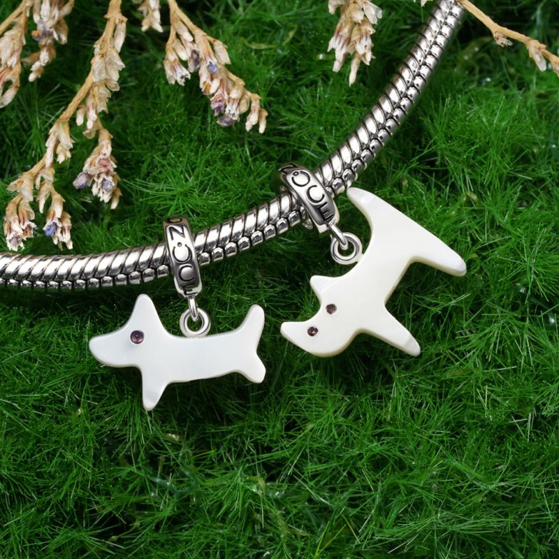 Natural Shell White Cat Pendant
