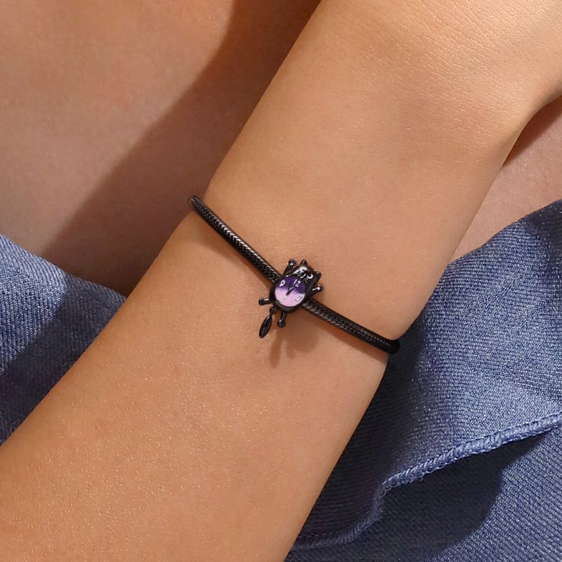 Halloween Black Cat Clock Charm