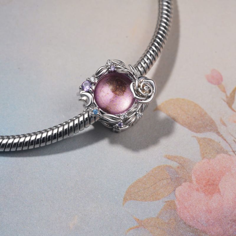 Rose Star Moon Charm