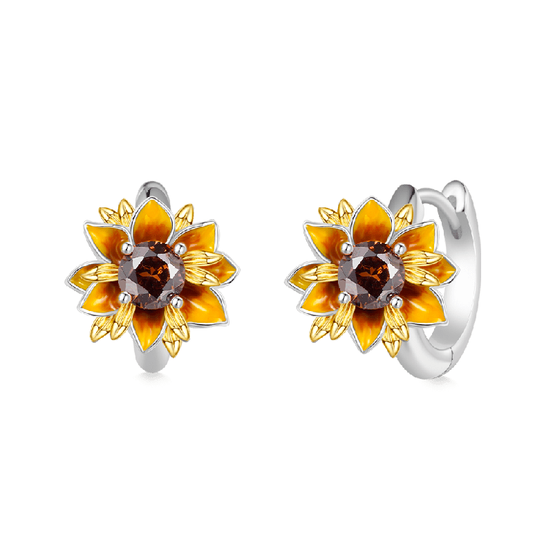 Sunflower Hoop Earrings