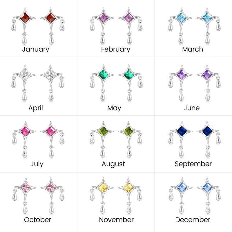 Cz Dripping Star Stud Earrings