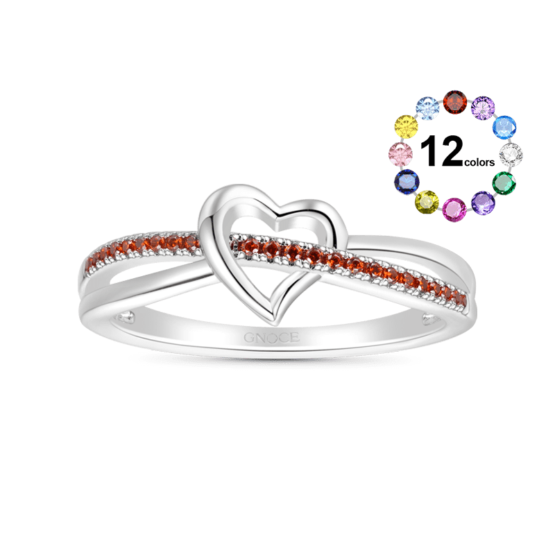 Simple Heart Birthstone Ring
