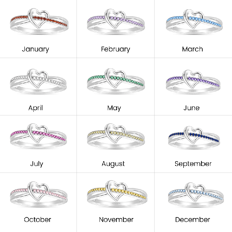 Simple Heart Birthstone Ring
