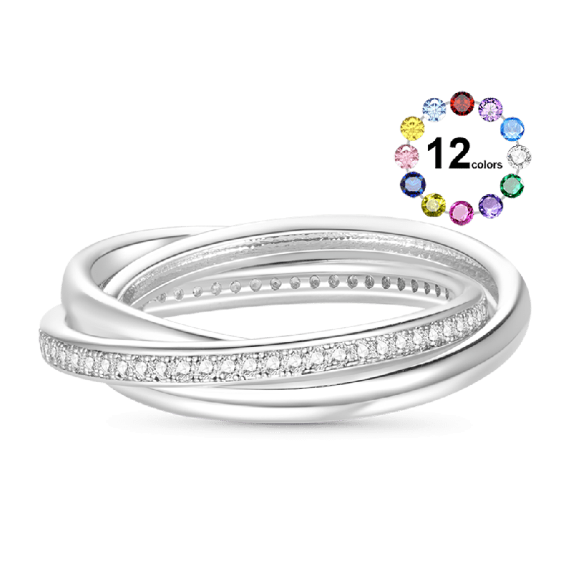 Trinity CZ Birthstone Eternity Rings