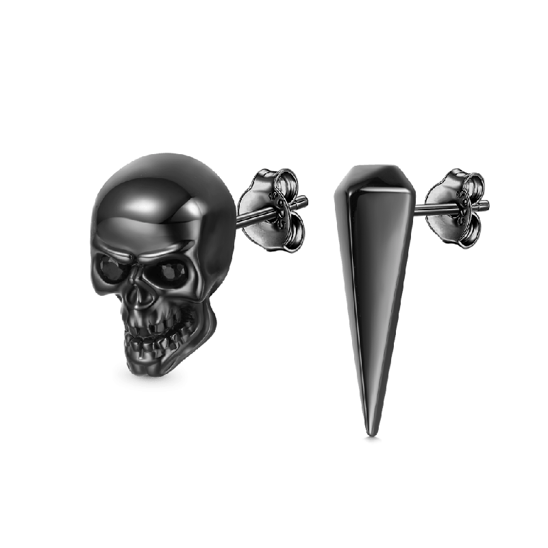 Gothic Black Skull Stud Earrings