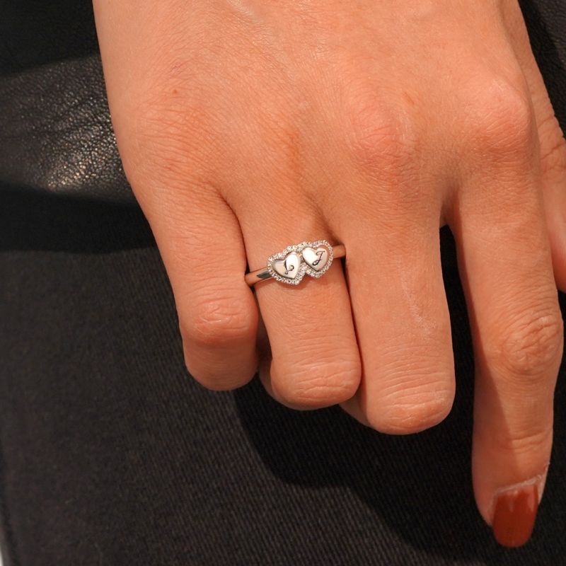 Engravable Two Hearts Band Ring