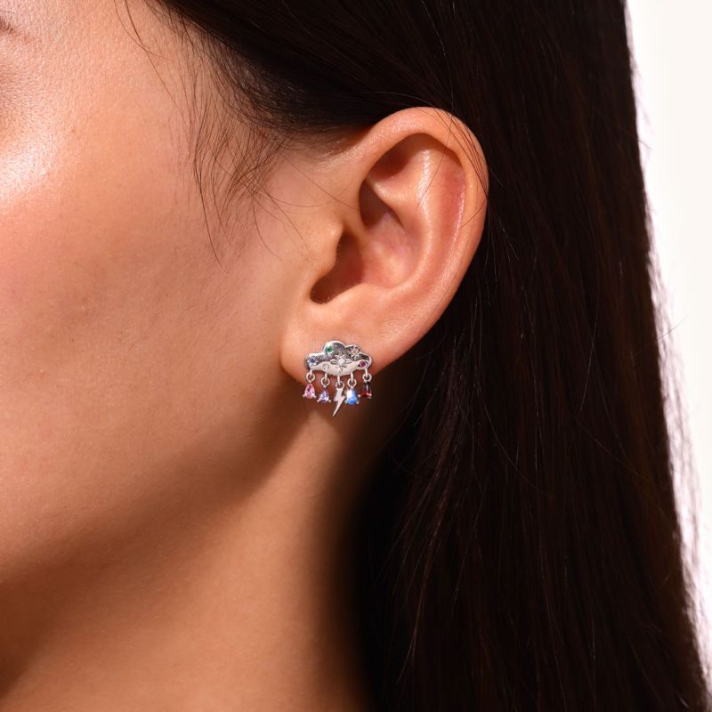 Cloud Raindrop Stud Earrings