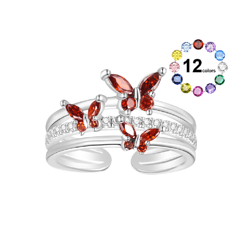 Birthstone Butterfly Open Ring