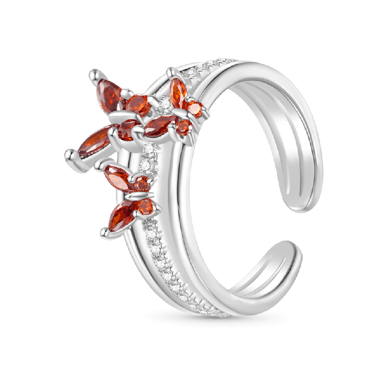 Birthstone Butterfly Open Ring