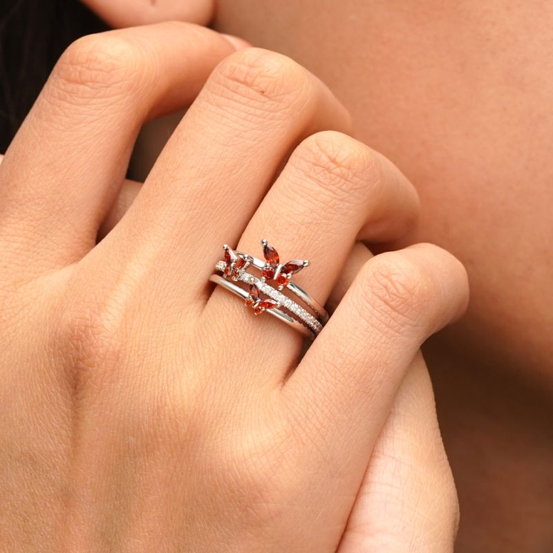 Birthstone Butterfly Open Ring